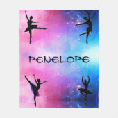 Dansers Roze & Blauw Abstracte Ballerina Deken (Voorkant)