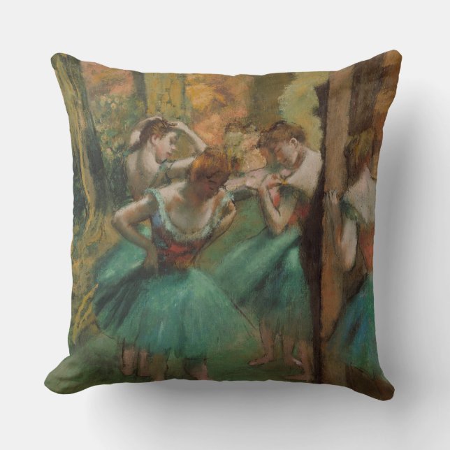 Dansers, Roze en Groen Edgar Degas Kussen (Voorkant)