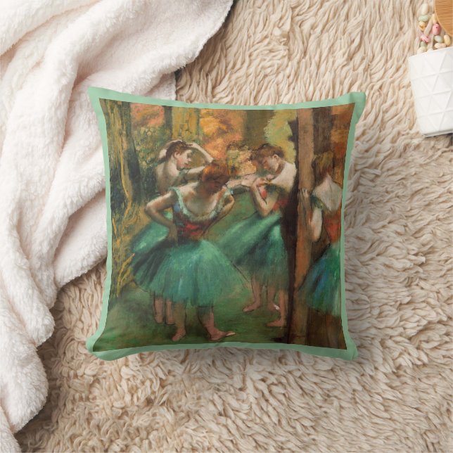 Dansers, Roze en Groen van Degas, Kunst Kussen (Deken)