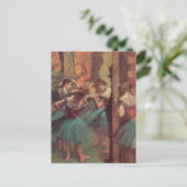 dansers, roze en groen van Edgar Degas Briefkaart (Staand voorkant)