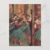 dansers, roze en groen van Edgar Degas Briefkaart (Voorkant)