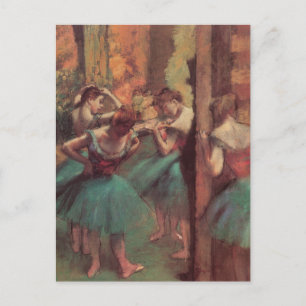 dansers, roze en groen van Edgar Degas Briefkaart