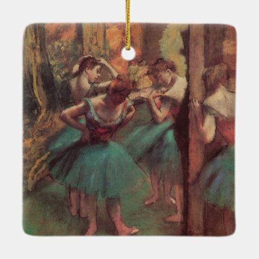 dansers, roze en groen van Edgar Degas Keramisch Ornament (Achterkant)