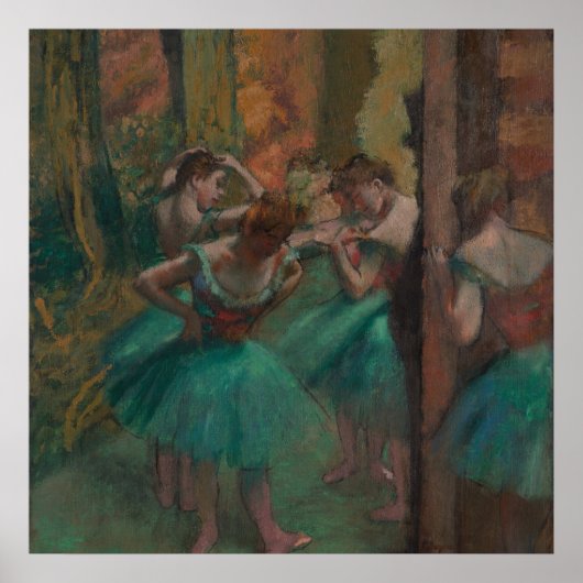dansers, roze en groen van Edgar Degas Poster (Voorkant)