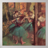 dansers, roze en groen van Edgar Degas Poster (Voorkant)
