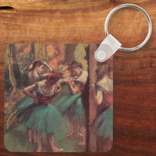 dansers, roze en groen van Edgar Degas Sleutelhanger (Achterkant)