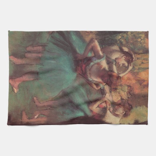 dansers, roze en groen van Edgar Degas Theedoek (Horizontaal)
