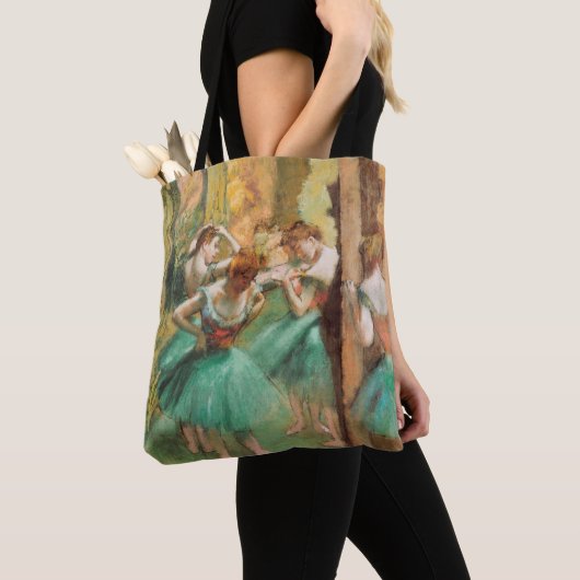 dansers, roze en groen van Edgar Degas Tote Bag (Dichtbij)