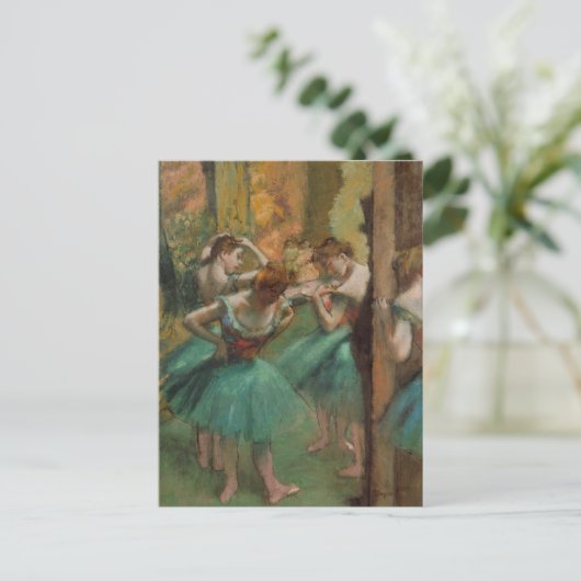 Dansers, Roze en Groene Edgar Degas Briefkaart (Staand voorkant)