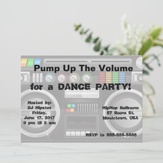 dansfeest in retro - boombox kaart (Staand voorkant)