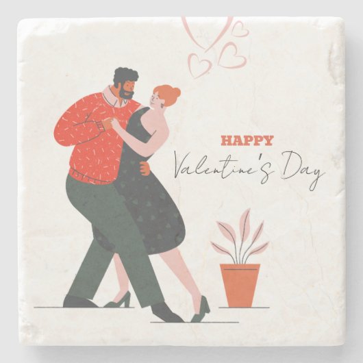 Dansfiguur Valentijnsdag Stenen Onderzetter (Voorkant)