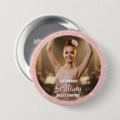 Dansfoto knopspeld Roze Goud Glitter Rand Ronde Button 7,6 Cm (Voorkant /achterkant)