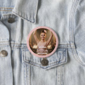 Dansfoto knopspeld Roze Goud Glitter Rand Ronde Button 7,6 Cm (In situ)