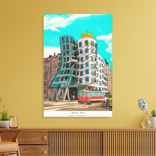 DansHouse Prague Czech Republic Whimsical Art Canvas Afdruk (Insitu (Woonkamer))