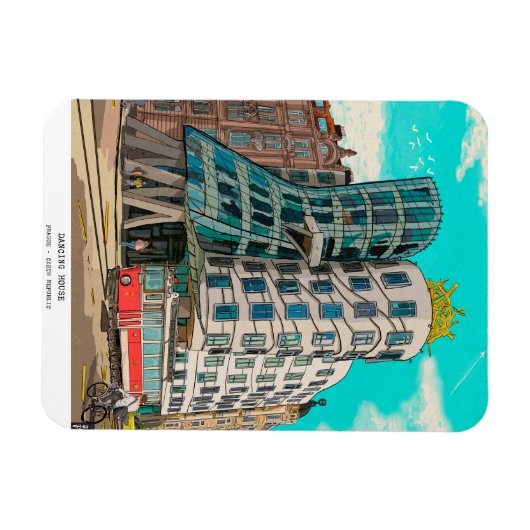 DansHouse Prague Czech Republic Whimsical Art Magneet (Horizontaal)