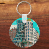 DansHouse Prague Czech Republic Whimsical Art Sleutelhanger (Voorkant)