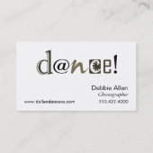 "Dansingsfeet" - Choreograaf, danser, instructeur Visitekaartje (Achterkant)