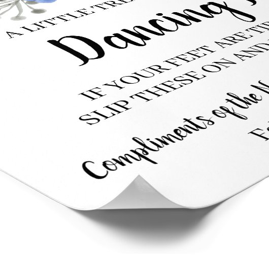 Dansingsfeet Teenslippers Weddenschap Blauwe bloem Poster (Hoek)