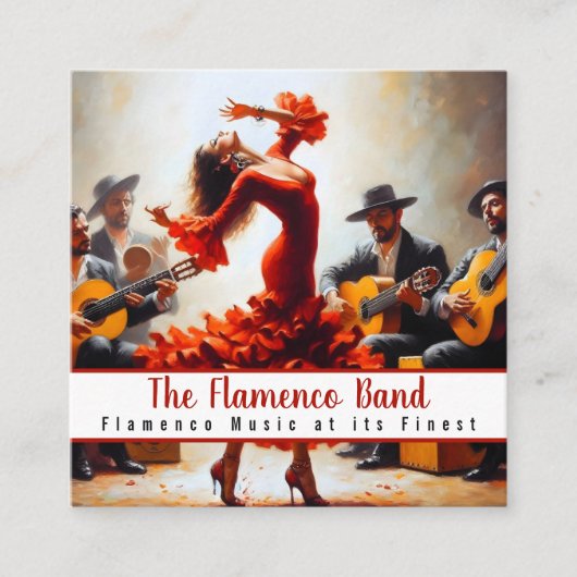 dansinstructeur flamenco band vierkante visitekaartje (Voorkant)