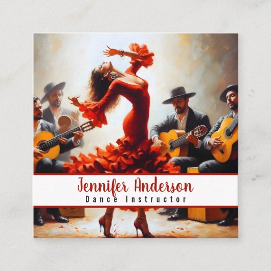 dansinstructeur flamenco band vierkante visitekaartje (Voorkant)