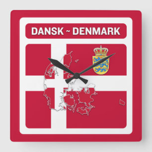 Dansk Denmark Flag Vierkante Klok