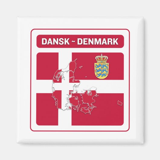 Dansk Denmark vlag Magneet (Voorkant)