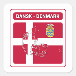 Dansk Denmark vlag Vierkante Sticker