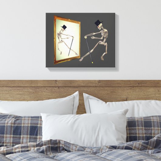 Danskelet in spiegel canvas afdruk (Insitu (Slaapkamer))