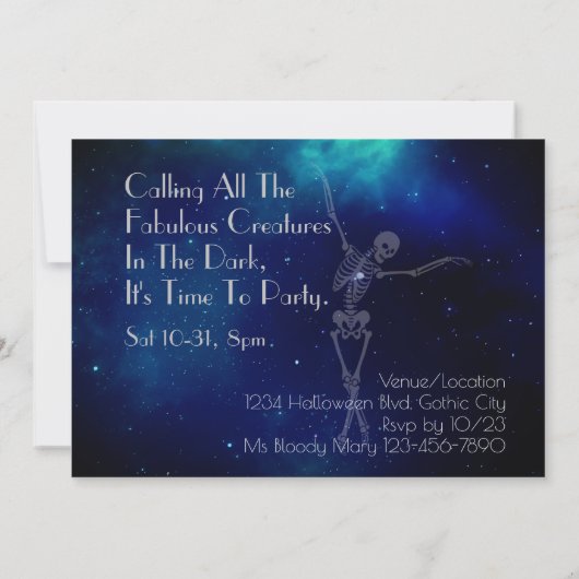 Danskeleton Halloween Party Dance Party cool Kaart (Achterkant)