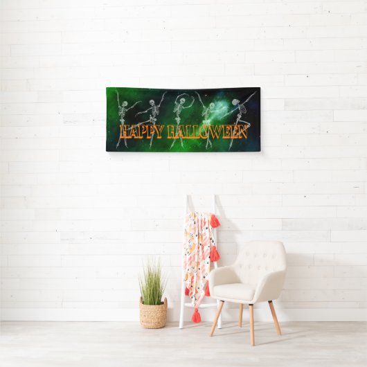 Danskeleton Halloween Party green oranje chic Spandoek (Insitu)