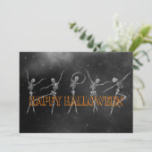 Danskeleton Halloween Party zwart-oranje Kaart (Staand voorkant)