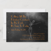 Danskeleton Halloween Party zwart-oranje Kaart (Achterkant)