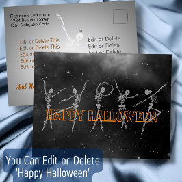 Danskeleton Happy Halloween zwart-wit Briefkaart