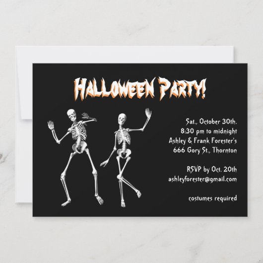 Danskeletten Halloween Costume Party nodigt uit Kaart (Voorkant)