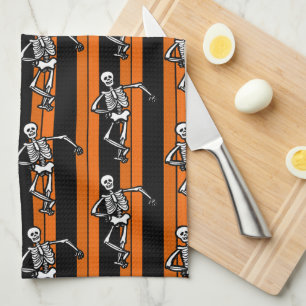 Danskeletten Halloween Striped Theedoek