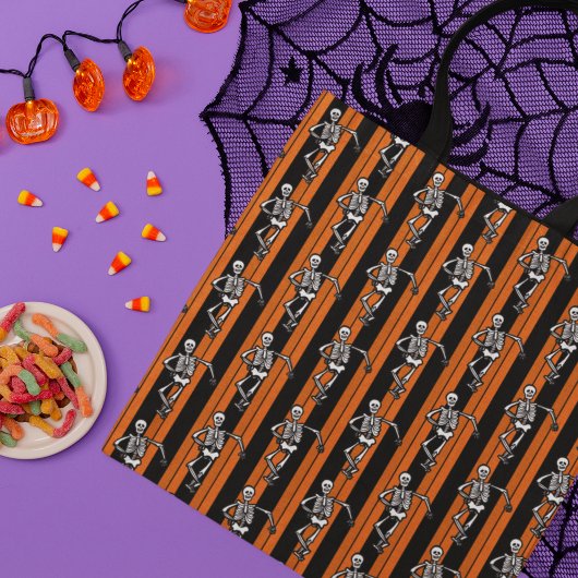Danskeletten Halloween Striped Tote Bag