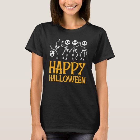 Danskeletten Happy Halloween T-shirt (Voorkant)
