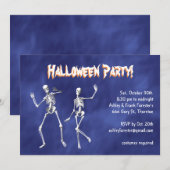 Danskeletten in Paarse Haze Halloween Invite Kaart (Voorkant / Achterkant)