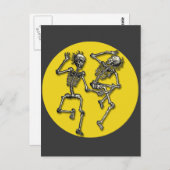 Danskeletten met Full Moon voor Halloween Briefkaart (Voorkant / Achterkant)