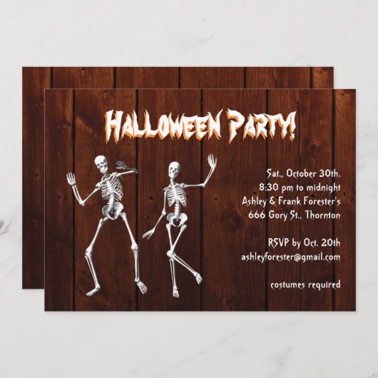 Danskeletten op uitnodiging van Halloween (Voorkant / Achterkant)