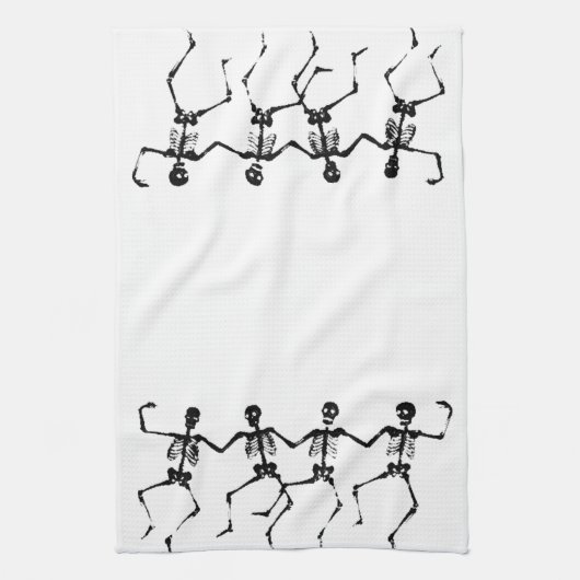 Danskeletten (zwart-wit) theedoek (Verticaal)