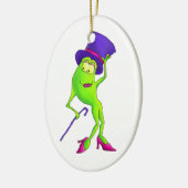 Danskikker met een Paars Pet muziektheater Keramisch Ornament (Links)