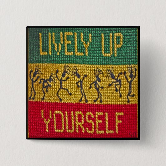 dansknop levendig reggaderen vierkante button 5,1 cm (Voorkant)
