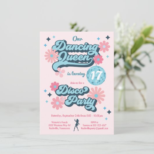 Danskoningin Disco Birthday Party Kaart (Staand voorkant)