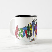 danskunst tweekleurige koffiemok (Voorkant links)