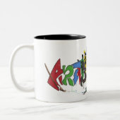 danskunst tweekleurige koffiemok (Links)
