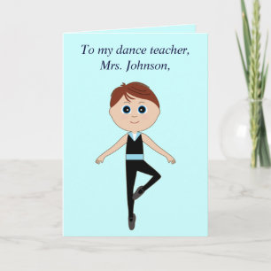 Dansleraar Dankjewel van Boy Dancer Bedankkaart