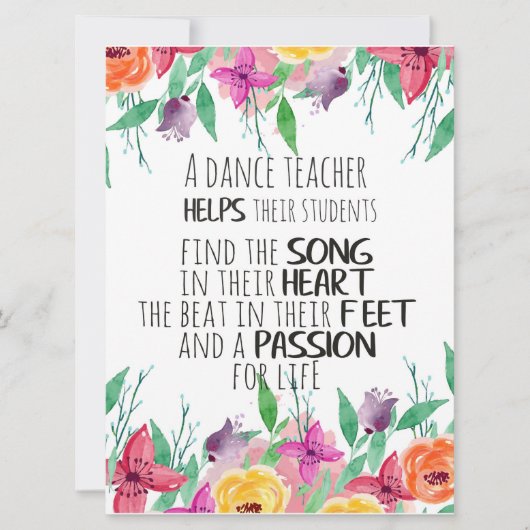 Dansleraar decor Ballet Coach Waarderingsgeschenk Kaart (Voorkant)