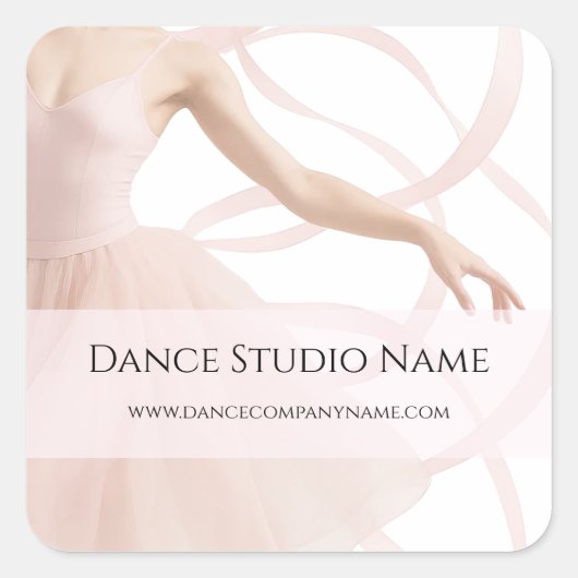 Dansleraar Studio Pastelroze Zakelijk Vierkante Sticker (Voorkant)