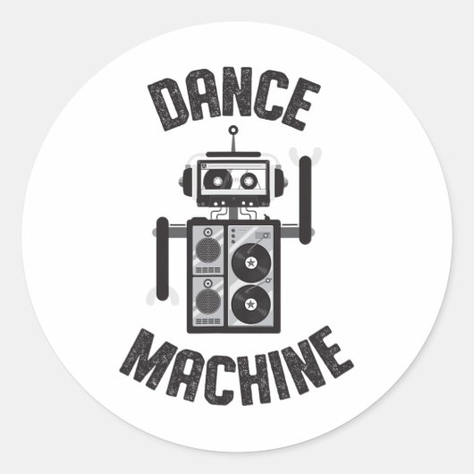 Dansmachine Retro 80s Robot Ronde Sticker (Voorkant)